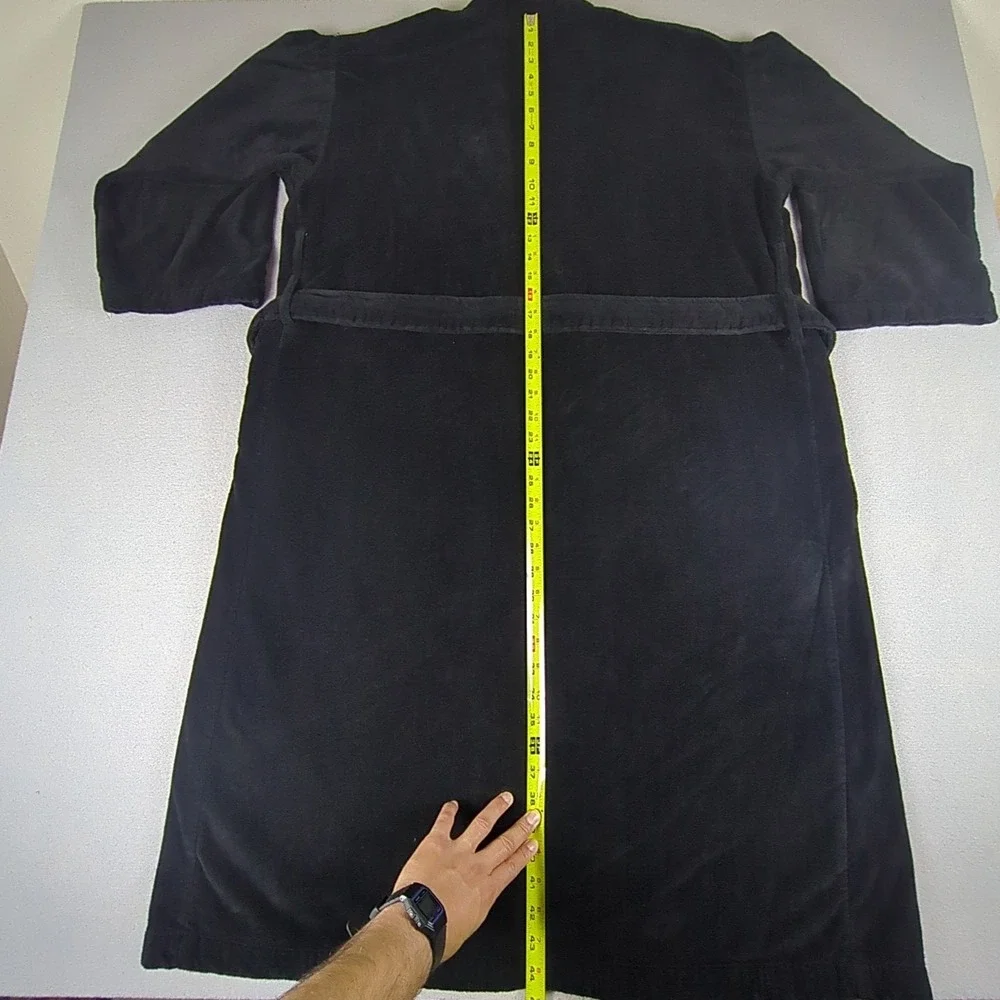 VTG Polo Ralph Lauren Robe Mens One Size Black Kimono Loungewear French Terry
